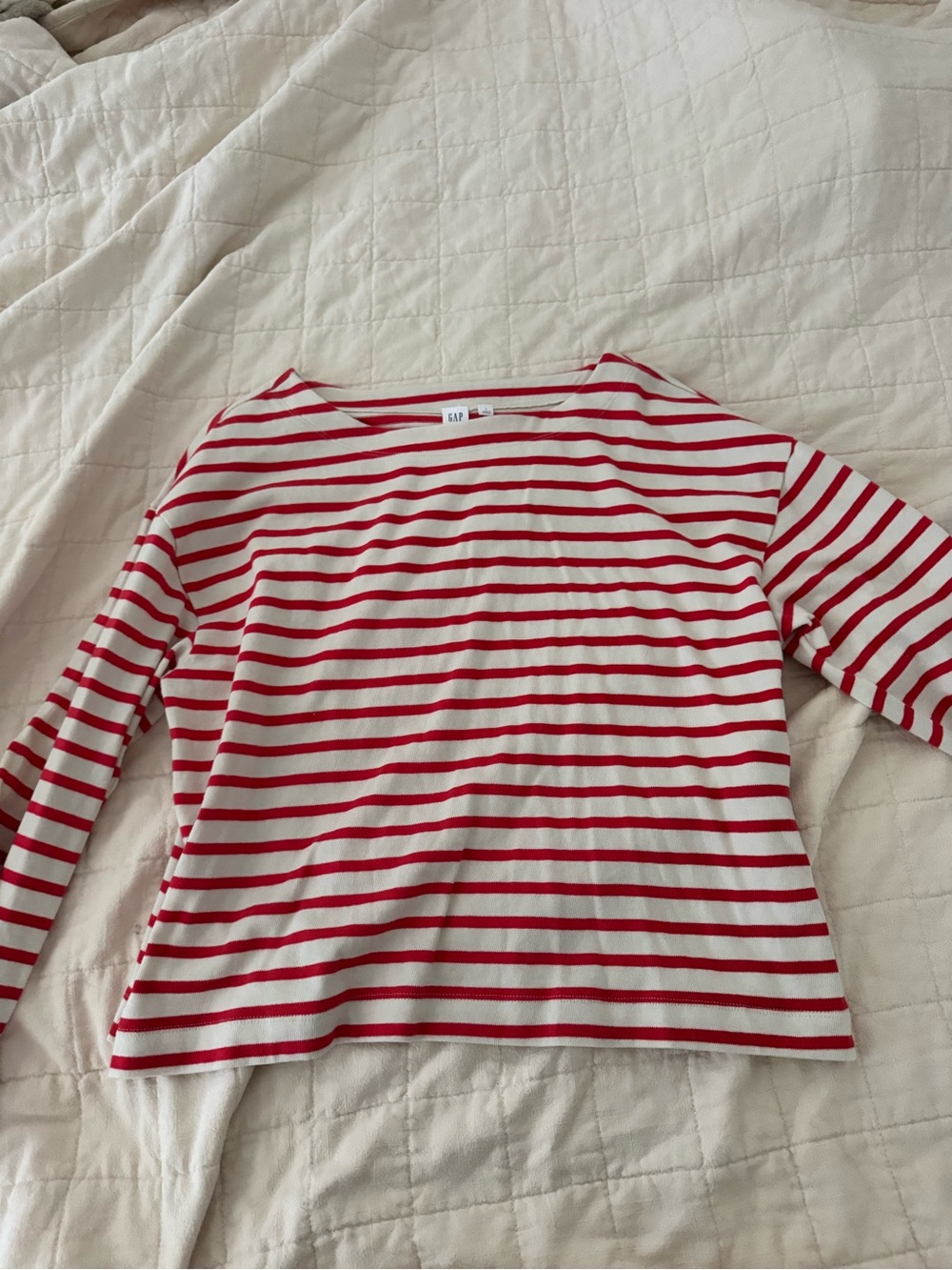 GAP Red and White Striped Long Sleeve Top